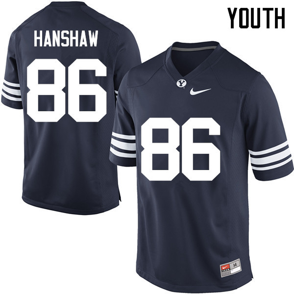 Youth #86 Bentley Hanshaw BYU Cougars College Football Jerseys Sale-Navy - Click Image to Close